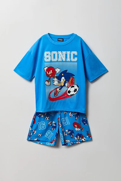 Kids Sonic & Knuckles T-Shirt Short Pajama Set