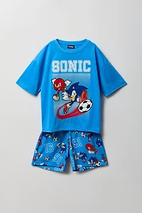 Kids Sonic & Knuckles T-Shirt Short Pajama Set