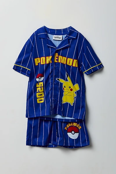 Kids Pokémon Button-Up Top & Short Pajama Set