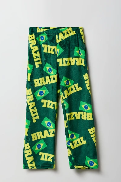Kids Brazil Print Plush Pajama Pant