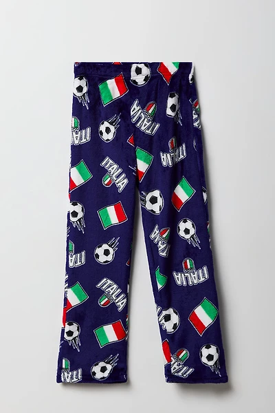 Kids Italy Print Plush Pajama Pant