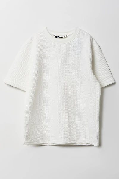 T-shirt en tricot de jacquard à imprimé Status pour garçon