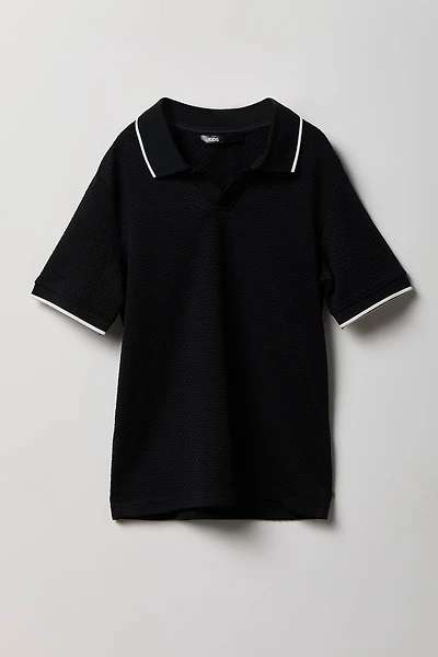 Boys Textured Collared Top