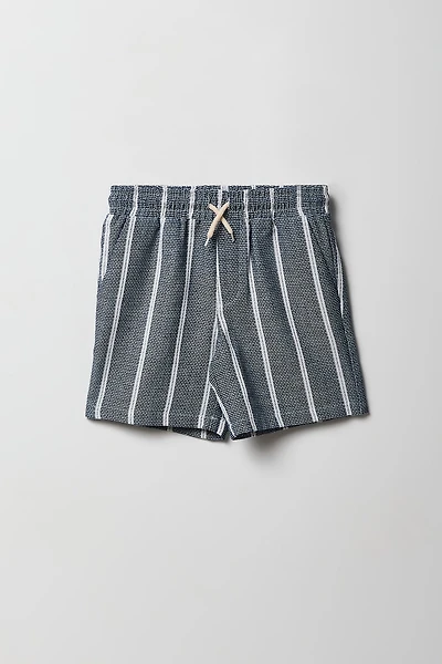 Boys Textured Striped Drawstring Short