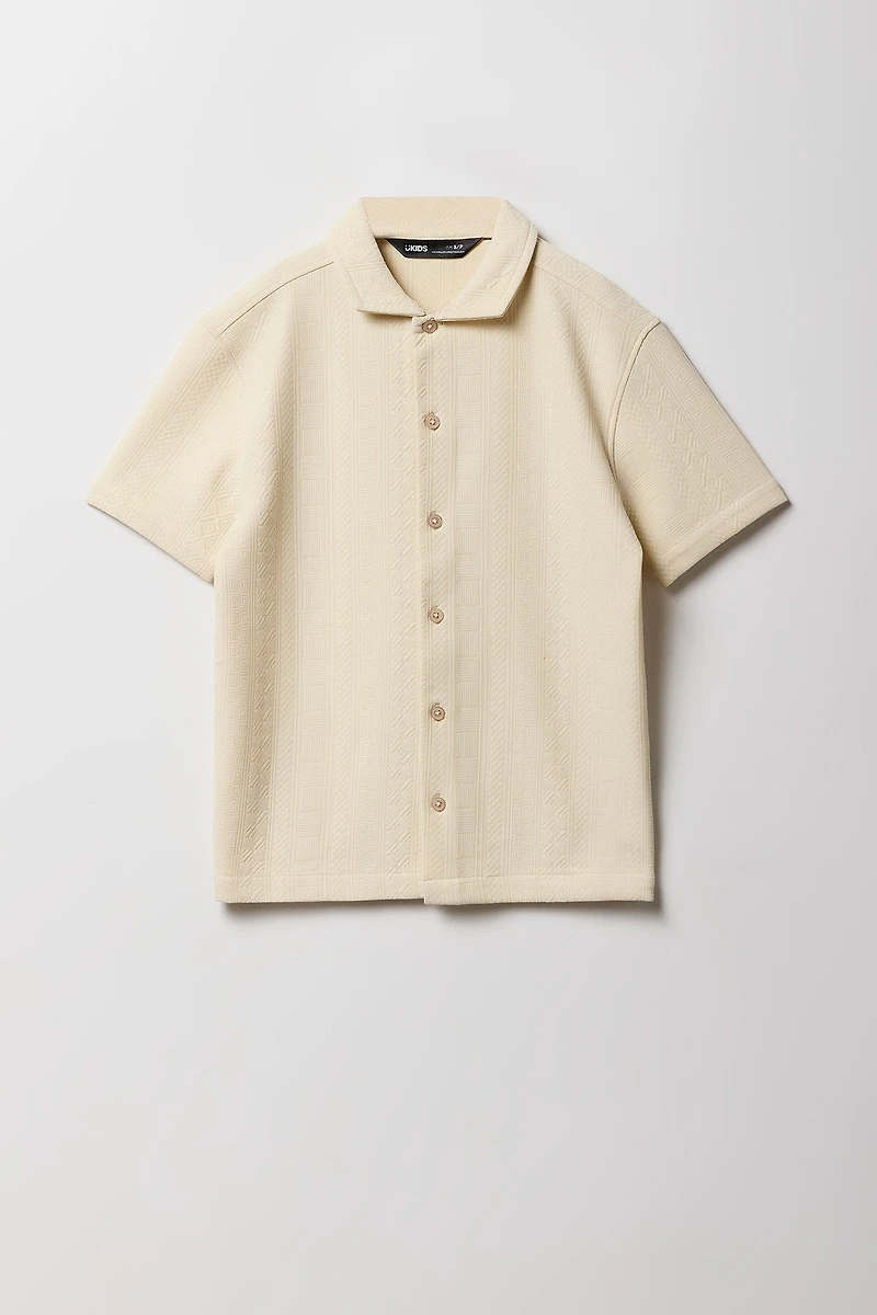 Haut carré boutonné et texturé Geo pour garçons