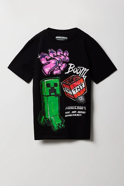 T-shirt à imprimé Minecraft Boom pour enfant