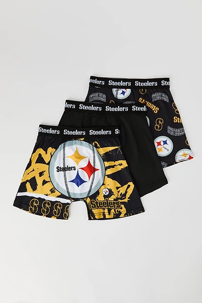 Boys Pittsburgh Steelers Print Boxer Brief (3 Pack)