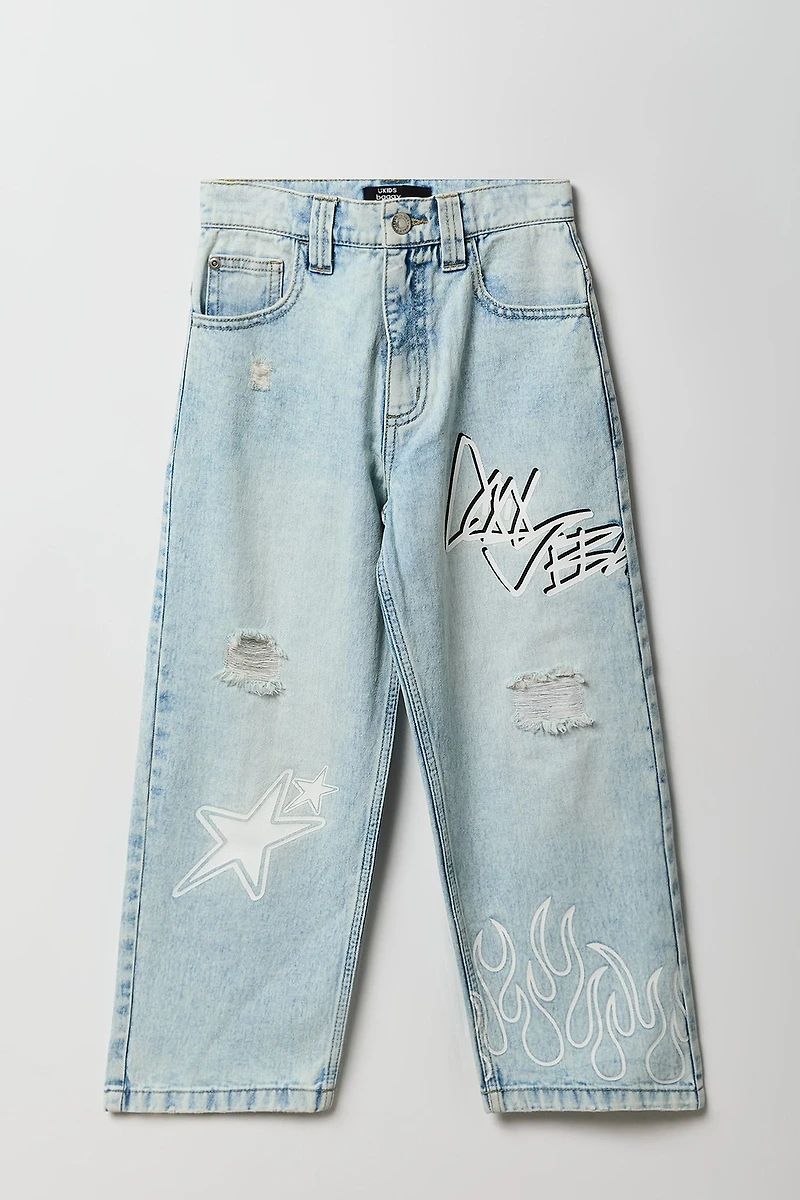 Boys Graffiti Ripped Baggy Jean
