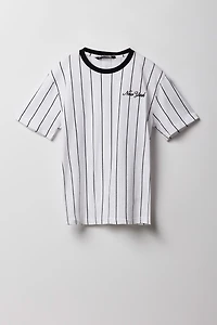 T-shirt rayé avec motif brodé NY pour enfants