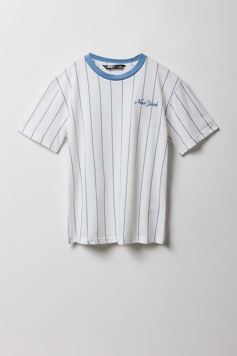 Kids NY Embroidered Striped T-Shirt