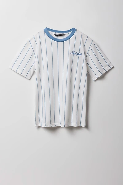 Kids NY Embroidered Striped T-Shirt