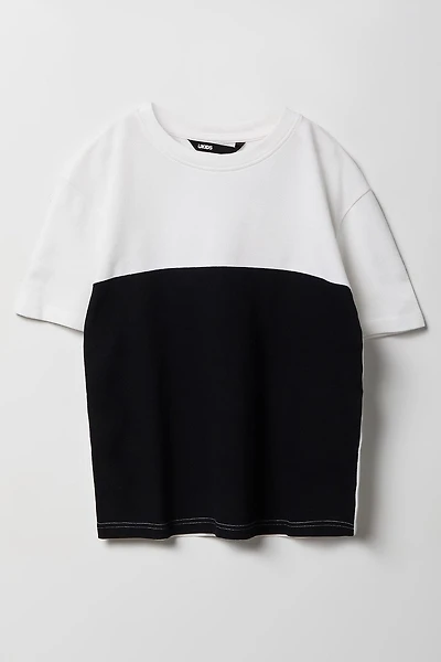 Boys Textured Colourblock T-Shirt