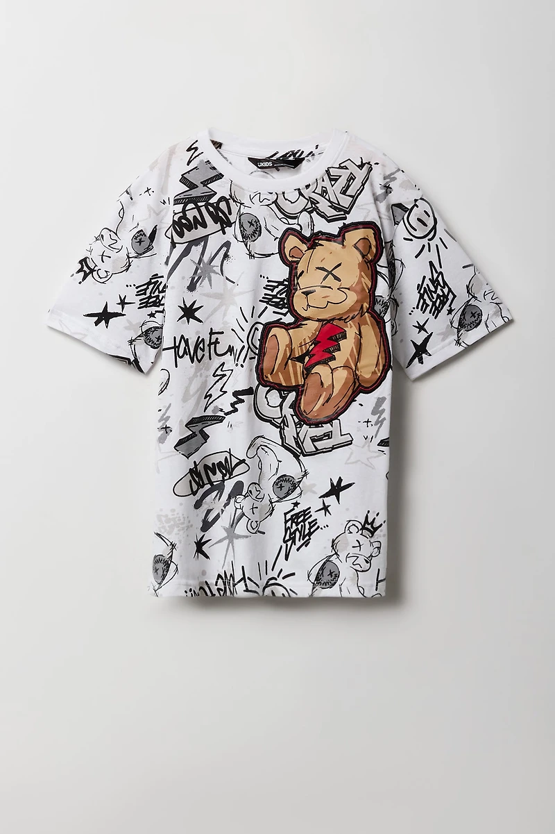 T-shirt à imprimé Ours en graffitis pour garçon
