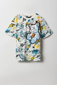 Boys Graffiti Bear Print T-Shirt