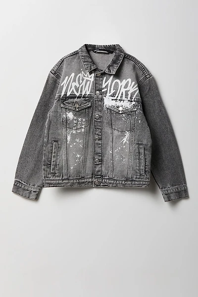 Boys Graphic Denim Jacket