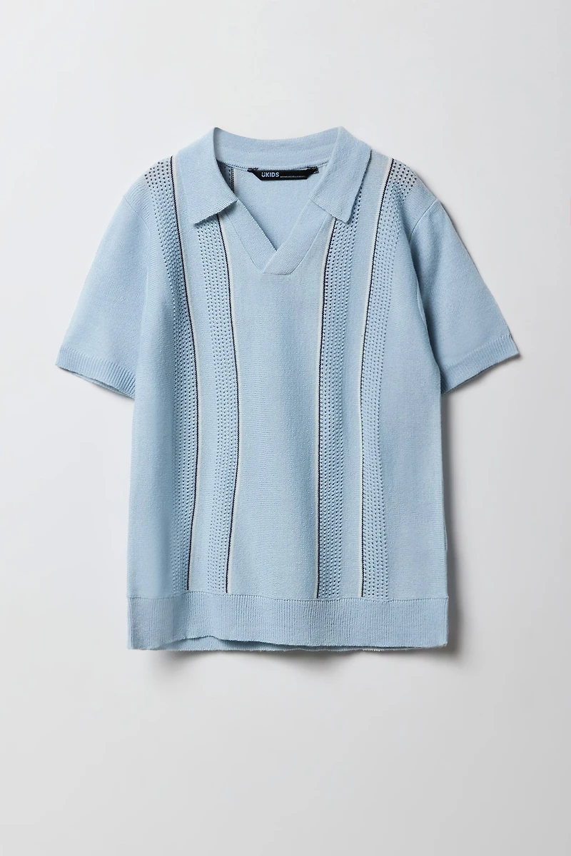 Boys Knit Johnny Colar Polo Shirt