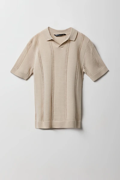 Boys Textured Striped Polo