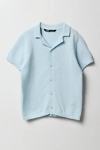 Boys Textured Knit Button-Up Top