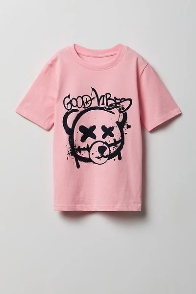 Kids Good Vibes Bear Graphic T-Shirt
