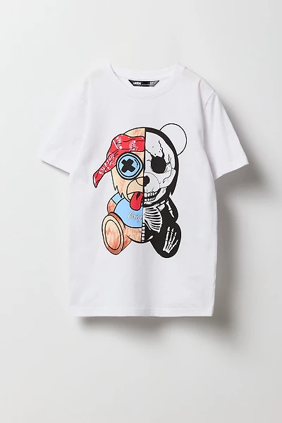 T-shirt à imprimé Skeleton Bear pour garçon