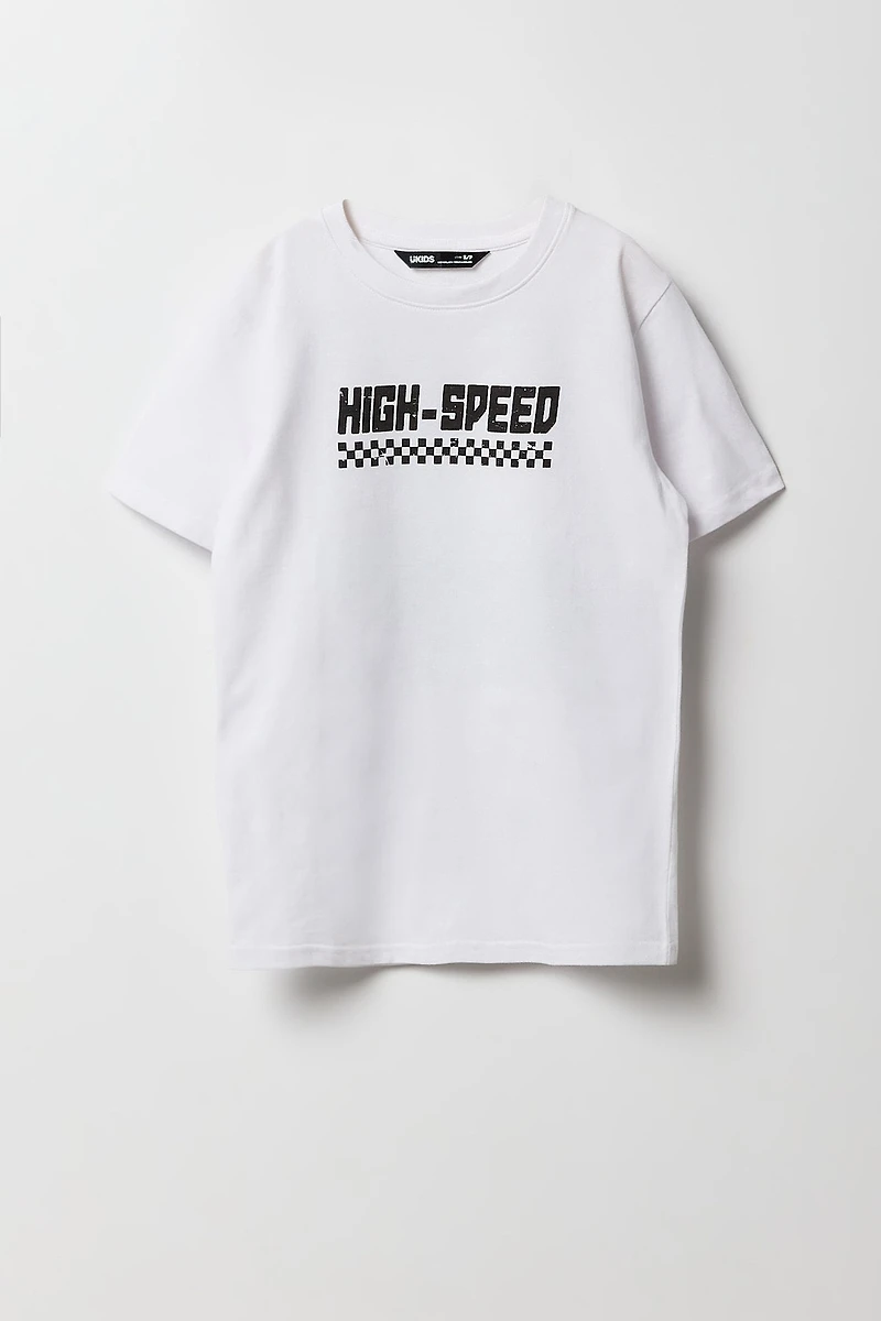 T-shirt à imprimé High Speed Racing pour garçon