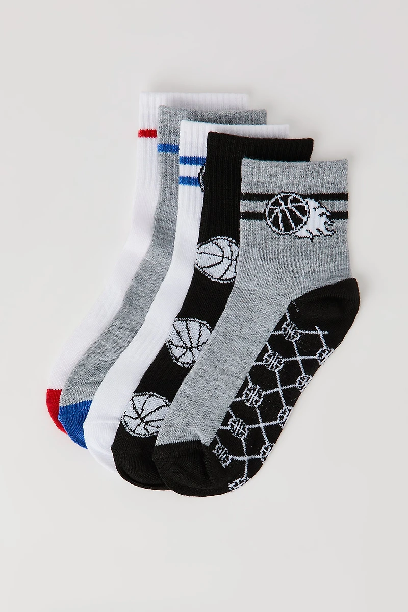 Kids Basketball Quarter Socks (5 Pack)