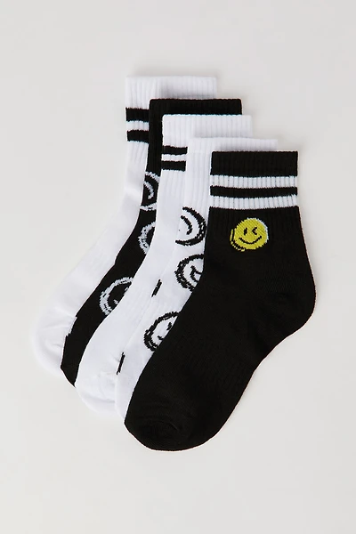 Kids Smiley Quarter Socks (5 Pack)