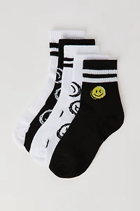Kids Smiley Quarter Socks (5 Pack)