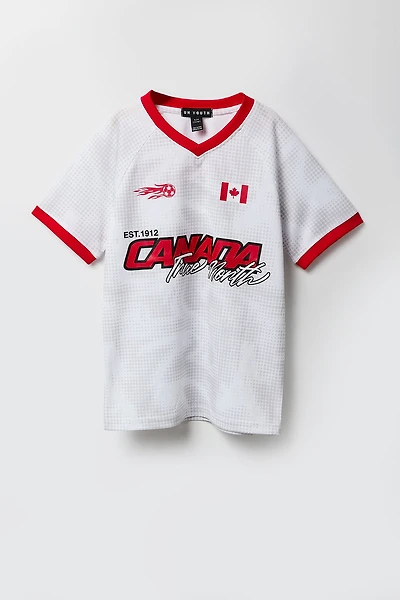 Jersey de soccer en filet à imprimé Canada pour enfants