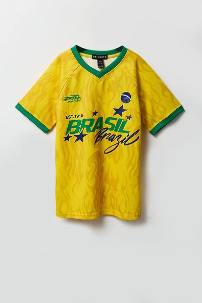 Kids Brazil Graphic Mesh Soccer Jersey