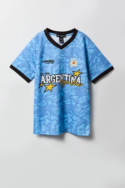 Jersey de soccer en filet à imprimé Argentine pour enfants