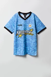Jersey de soccer en filet à imprimé Argentine pour enfants