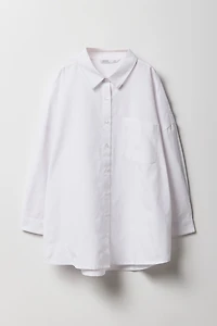 Girls Oversized Button-Up Long Sleeve Top
