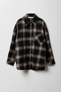 Girls Oversized Plaid Flannel Top