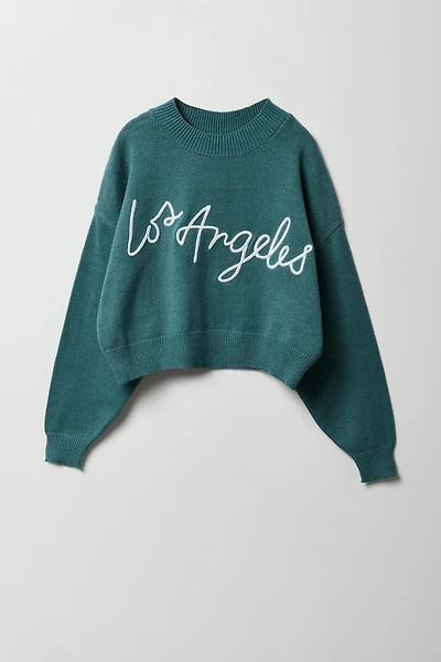 Girls Embroidered Knit Sweater