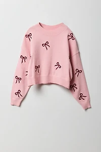 Chandail en tricot avec motif brodé pour fille