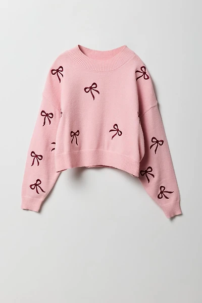 Girls Embroidered Knit Sweater