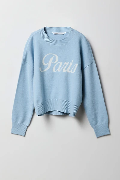 Girls Oversized Jacquard Knit Sweater