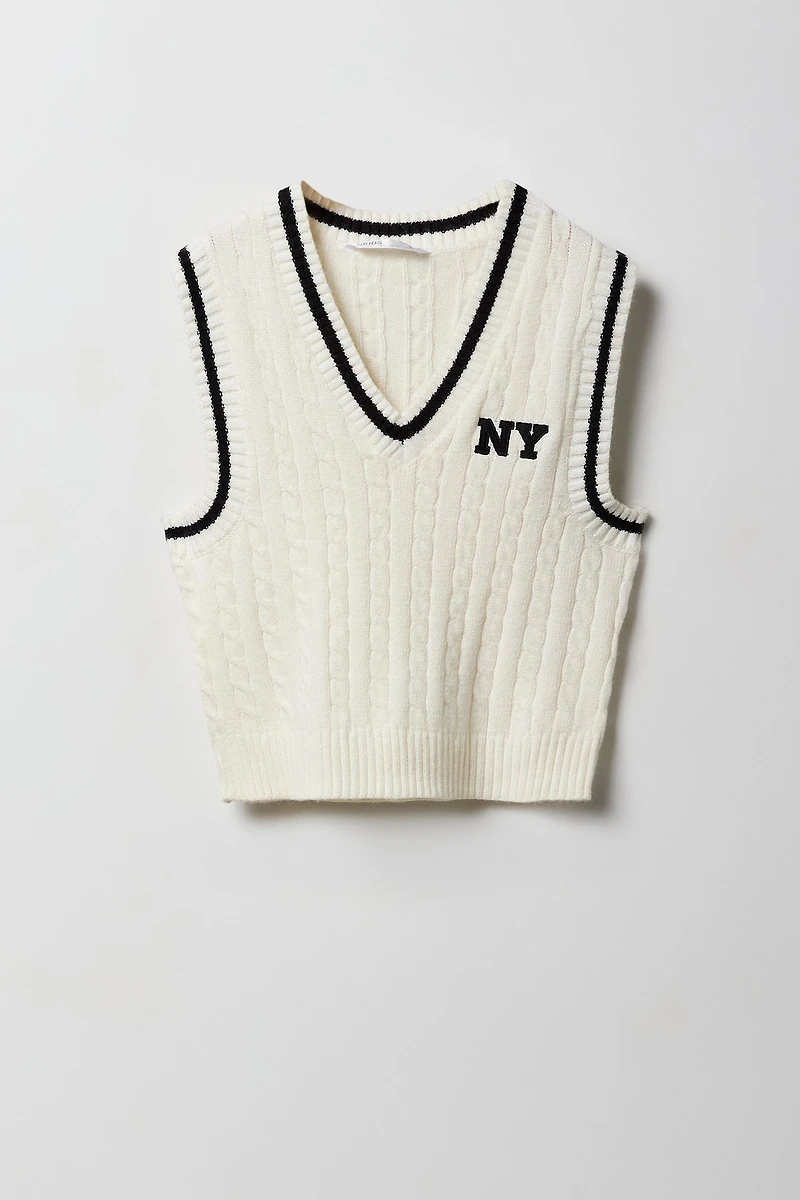 Girls Cable Knit Sweater Vest