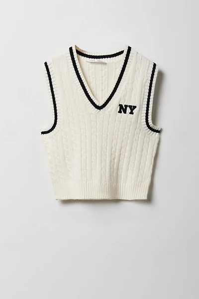Girls Cable Knit Sweater Vest