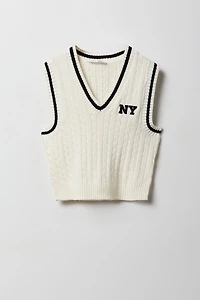 Girls Cable Knit Sweater Vest