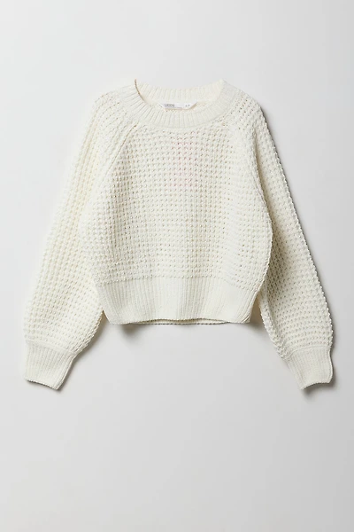 Girls Waffle Knit Sweater