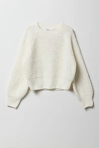 Girls Waffle Knit Sweater