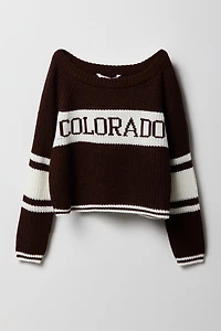 Cjandail en tricot jacquard rayé à imprimé City pour fille