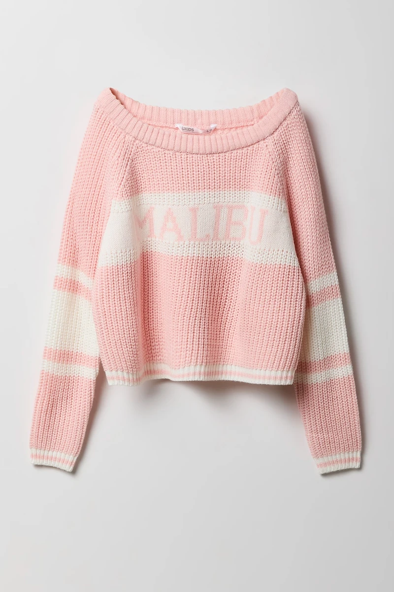 Cjandail en tricot jacquard rayé à imprimé City pour fille