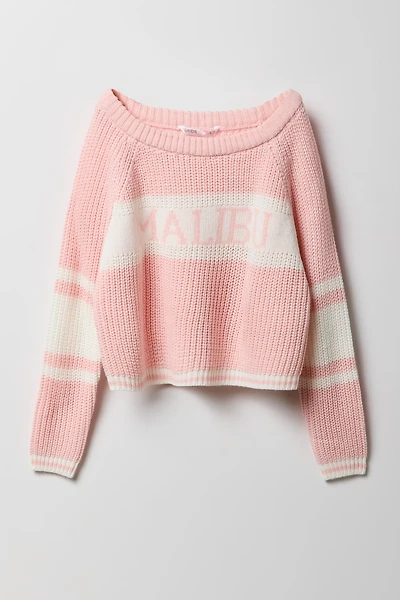 Cjandail en tricot jacquard rayé à imprimé City pour fille