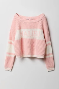 Cjandail en tricot jacquard rayé à imprimé City pour fille