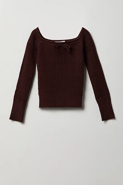 Girls Bow Neckline Sweater