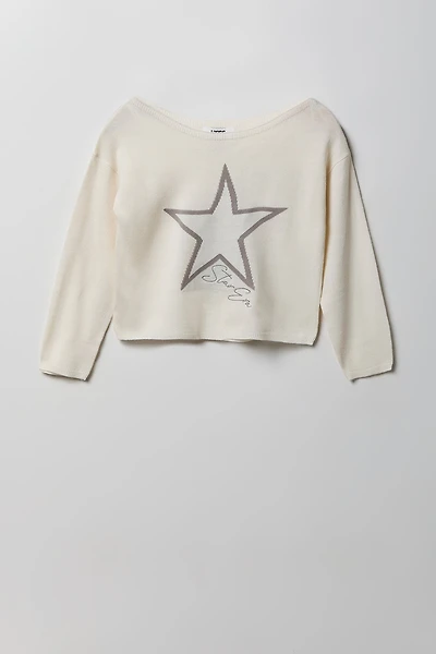 Chandail en tricot de jacquard pour fille