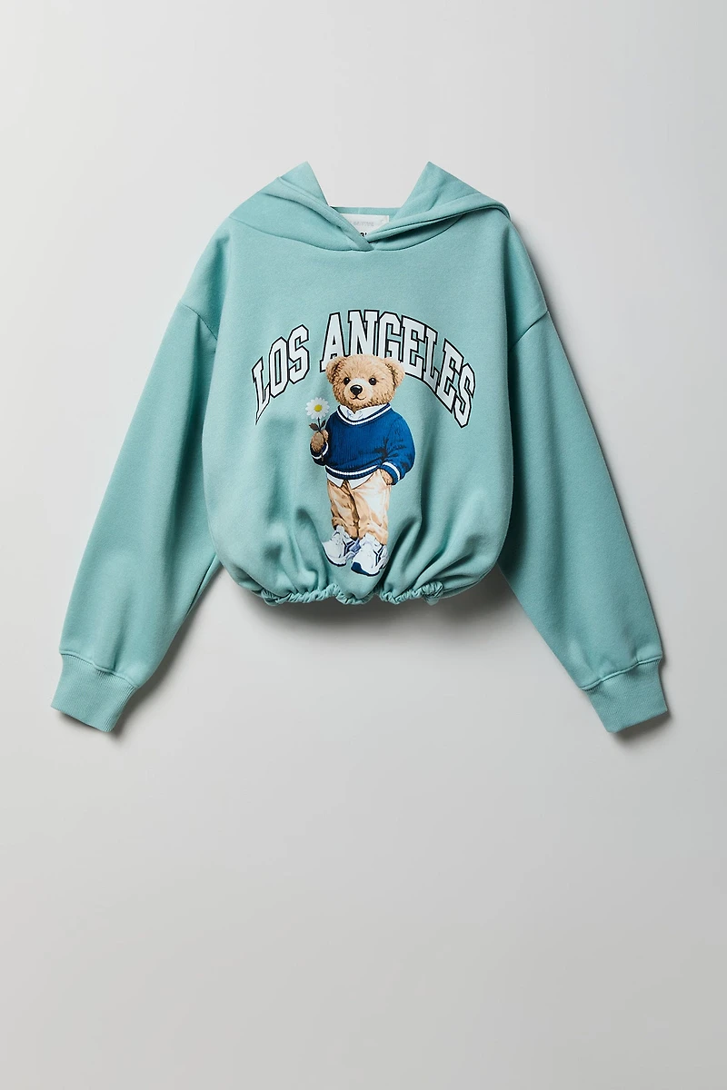 Girls Graphic Bubble Hem Hoodie